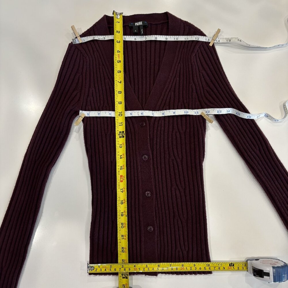 XS Button Up Cardigan V Neck Long Sleeve Soft Stretch Paige Shirin Ribbed Top - Picture 10 of 10